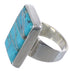 Heavy Silver And Turquoise Inlay Ring Size 6-3/4 WX37513
