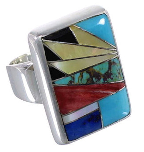 Sturdy Genuine Sterling Silver And Multicolor Ring Size 5-3/4 WX37576