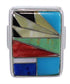 Sturdy Sterling Silver Multicolor Inlay Ring Size 7-1/4 WX37580