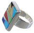 Sturdy Sterling Silver Multicolor Inlay Ring Size 7-1/4 WX37580