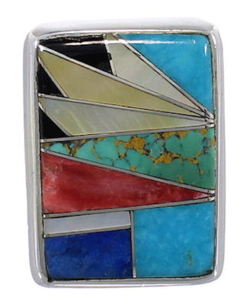 Substantial Multicolor Genuine Sterling Silver Ring Size 5-1/4 WX37618