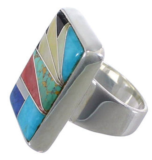Substantial Multicolor Sterling Silver Ring Size 4-3/4 WX37616