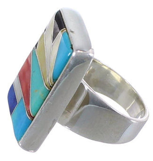 Sturdy Multicolor Southwest And Silver Ring Size 5-1/2 WX37649