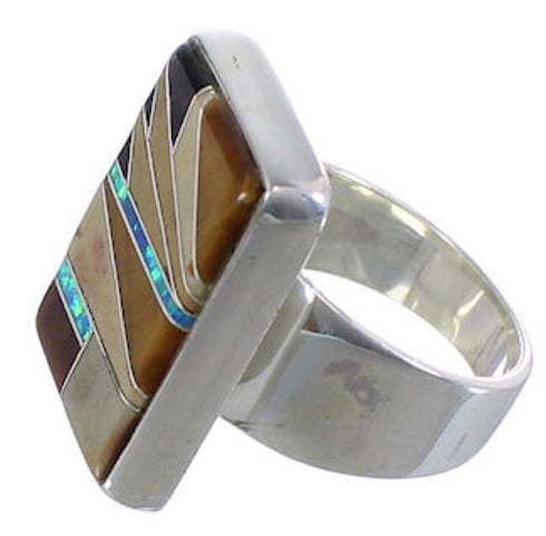 Well-Built Multicolor Sterling Silver Ring Size 6-3/4 WX37697