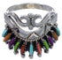Silver And Multicolor Needlepoint Ring Size 6-3/4 PX43577