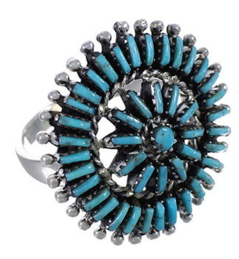 Turquoise Sterling Silver Needlepoint Ring Size 8-1/2 PX43598