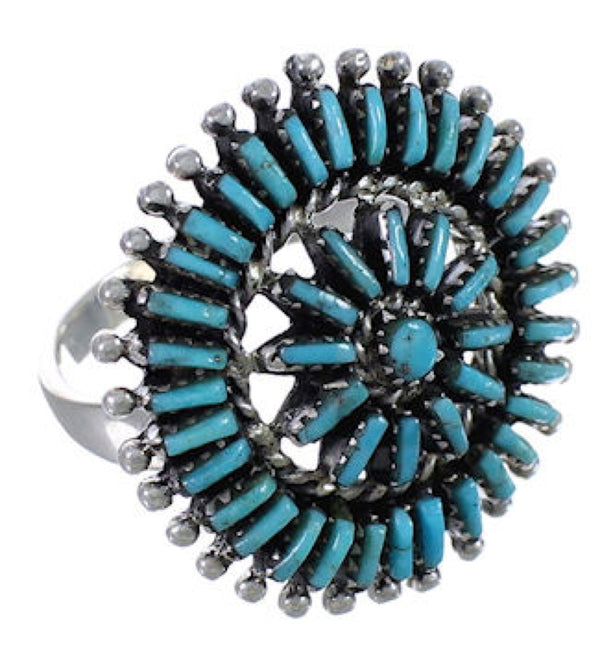 Turquoise Sterling Silver Needlepoint Ring Size 8-1/2 PX43598