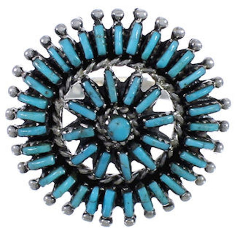 Turquoise Sterling Silver Needlepoint Ring Size 8-1/2 PX43598
