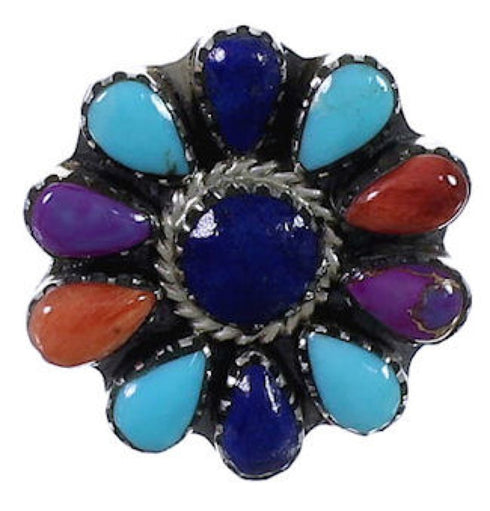 Southwest Genuine Sterling Silver Multicolor Ring Size 8-3/4 PX43644