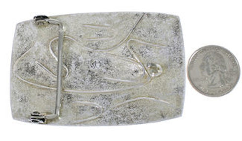 Sterling Silver Turquoise Southwest Flower Belt Buckle CX52813