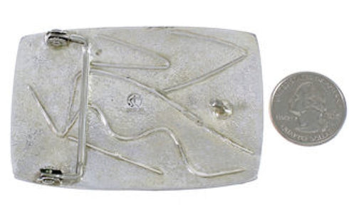 Sterling Silver Turquoise Flower Southwest Belt Buckle CX52814