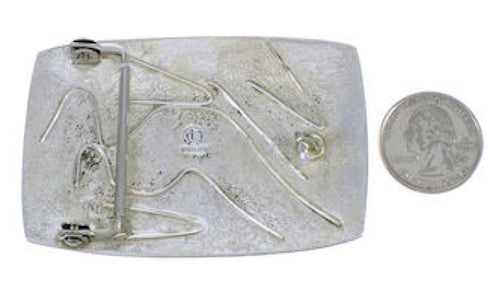 Sterling Silver Flower Southwest Turquoise Belt Buckle CX52816