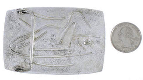 Sterling Silver Southwest Flower Turquoise Belt Buckle CX52817