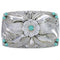 Southwest Sterling Silver Flower Turquoise Belt Buckle CX52818