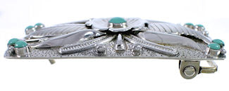 Southwest Sterling Silver Flower Turquoise Belt Buckle CX52818