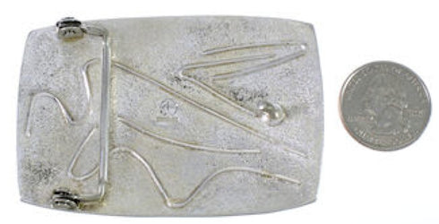 Southwest Sterling Silver Flower Turquoise Belt Buckle CX52818