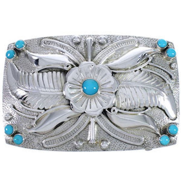 Southwest Flower Turquoise Sterling Silver Belt Buckle CX52821