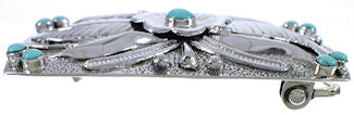 Southwest Turquoise Flower Sterling Silver Belt Buckle CX64073