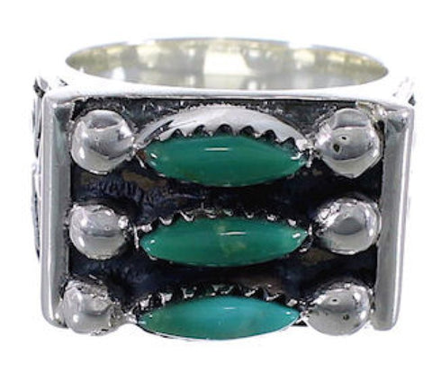 Sturdy Turquoise Jewelry Silver Needlepoint Ring Size 4-3/4 VX37047