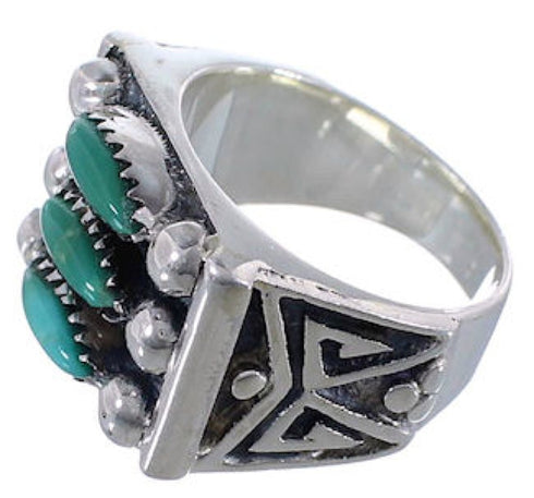 Sturdy Turquoise Jewelry Silver Needlepoint Ring Size 4-3/4 VX37047