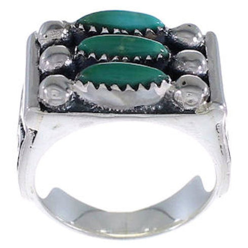 Sturdy Turquoise Jewelry Silver Needlepoint Ring Size 4-3/4 VX37047