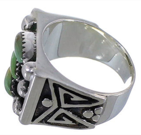 Silver Well Built Turquoise Needlepoint Ring Size 8-1/2 VX37115