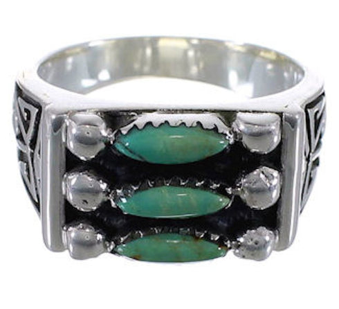 Southwest Well Built Turquoise Needlepoint Silver Ring Size 6 VX37121