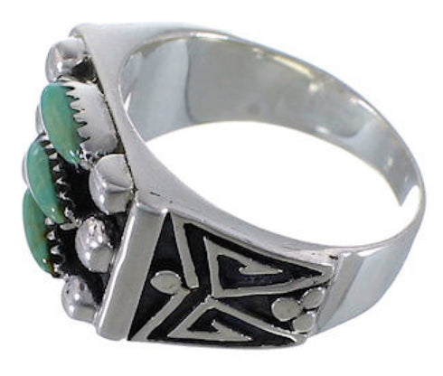 Southwest Well Built Turquoise Needlepoint Silver Ring Size 6 VX37121