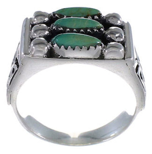 Southwest Well Built Turquoise Needlepoint Silver Ring Size 6 VX37121