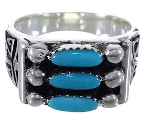 High Quality Silver Turquoise Needlepoint Ring Size 8-3/4 VX37142