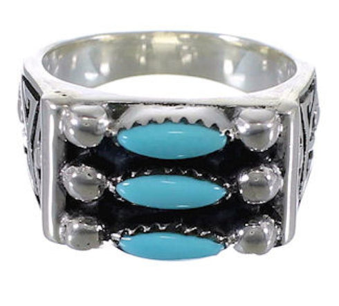 Well Built Turquoise Silver Needlepoint Ring Size 6 VX37156