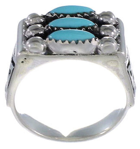 Sturdy Turquoise Silver Needlepoint Ring Size 5-3/4 VX37154