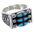 Turquoise Silver Substantial Needlepoint Coral Ring Size 7-3/4 VX37230