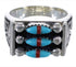 Southwest Heavy Turquoise Coral Needlepoint Ring Size 4-1/2 VX37176