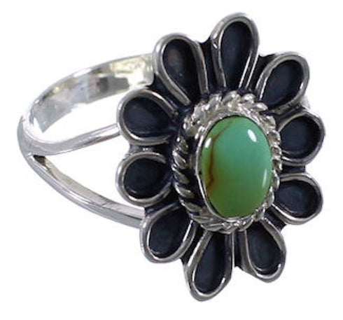 Sterling Silver Turquoise Flower Jewelry Ring Size 7-1/4 VX37265