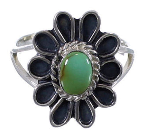 Sterling Silver Turquoise Flower Jewelry Ring Size 7-1/4 VX37265