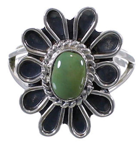 Authentic Silver Southwest Turquoise Flower Ring Size 7-1/4 VX37299