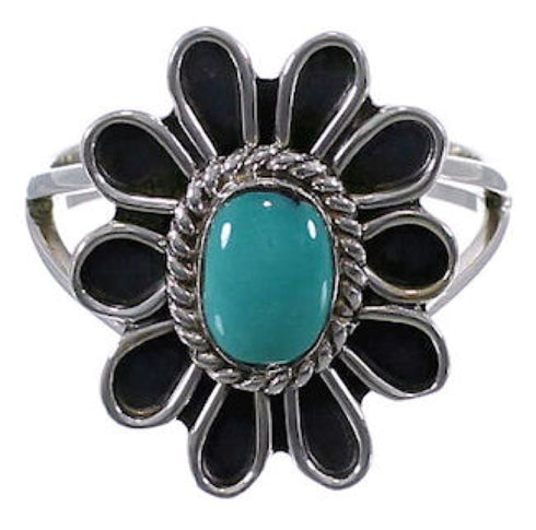 Sterling Silver Turquoise Southwest Flower Ring Size 5-1/2 VX37307
