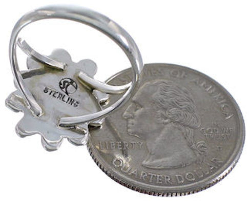 Southwest Flower Turquoise Sterling Silver Ring Size 6-3/4 VX37309