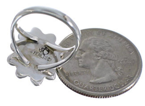 Southwest Turquoise Jewelry Silver Flower Ring Size 7-1/4 VX37319