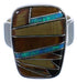 Substantial Sterling Silver Multicolor Inlay Ring Size 6-1/4 EX40225