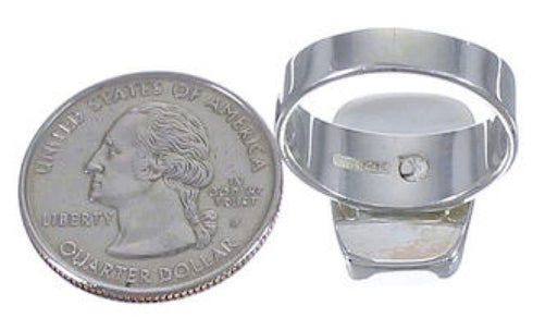 Multicolor Inlay And Sterling Silver Heavy Ring Size 7-1/4 EX40236