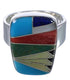 Substantial Sterling Silver Multicolor Inlay Ring Size 5-3/4 EX40298
