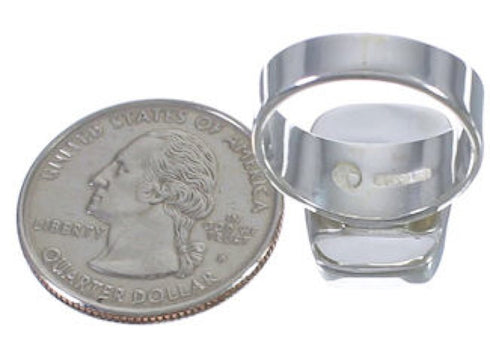 Turquoise Inlay Southwestern Sturdy Ring Size 6-3/4 EX40359