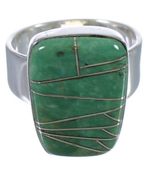 Turquoise Inlay Well-Built Southwest Ring Size 8-3/4 EX40406