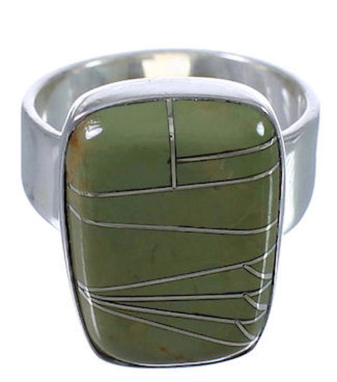 Southwestern Turquoise Inlay Heavy Ring Size 7-1/4 EX40408