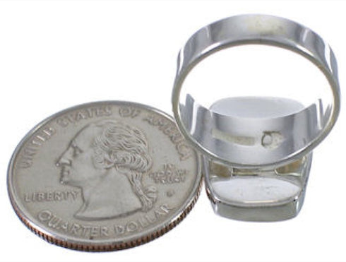 Southwestern Turquoise Inlay Heavy Ring Size 7-1/4 EX40408