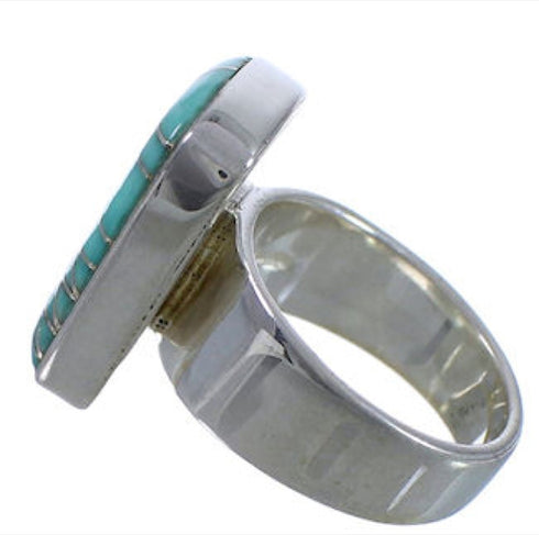 Turquoise Inlay Southwest Well-Built Ring Size 4-3/4 EX40419