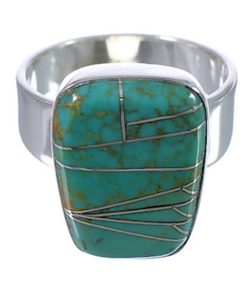 Southwest Turquoise Well-Built Sterling Silver Ring Size 6-1/4 EX40443