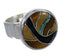 Heavy Multicolor Inlay And Silver Ring Size 4-3/4 WX37823